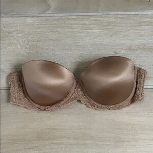Victoria's Secret Strapless Smooth Lace-Trim Bra - Nude Brown